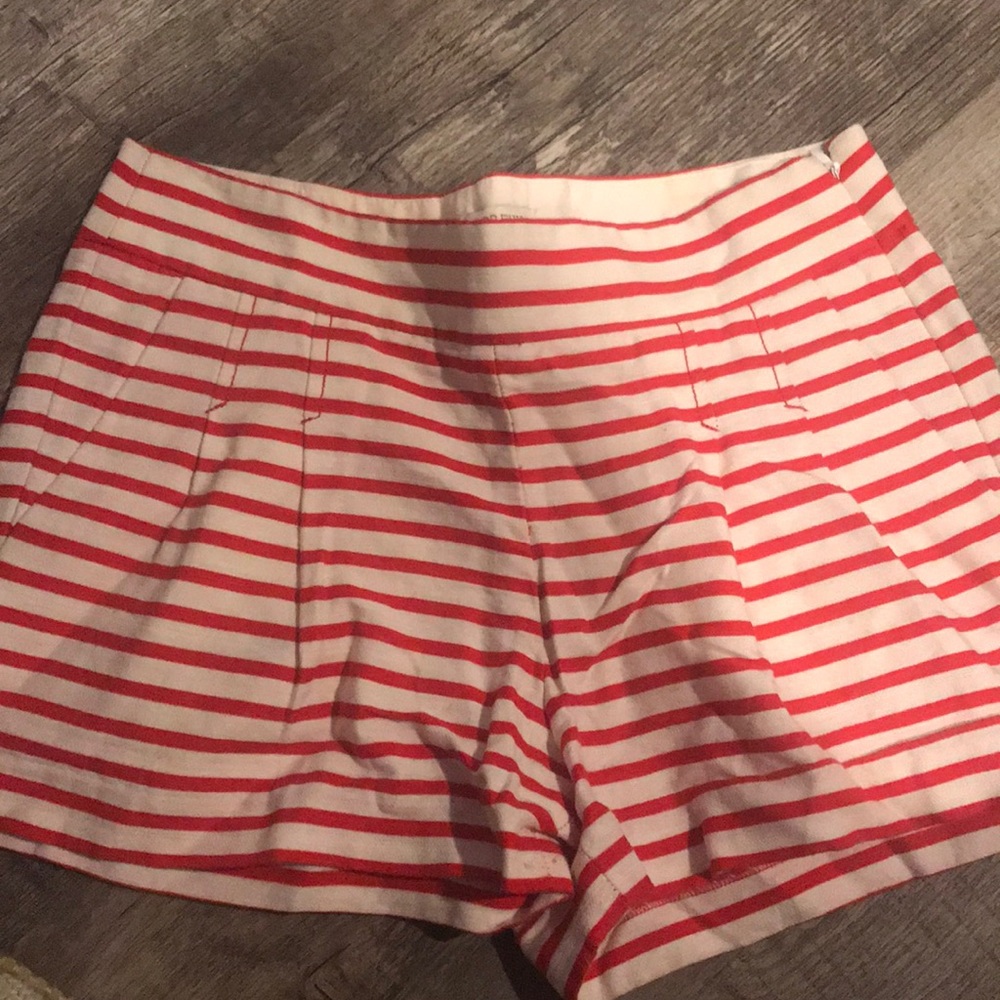 Red and white striped j crew shorts